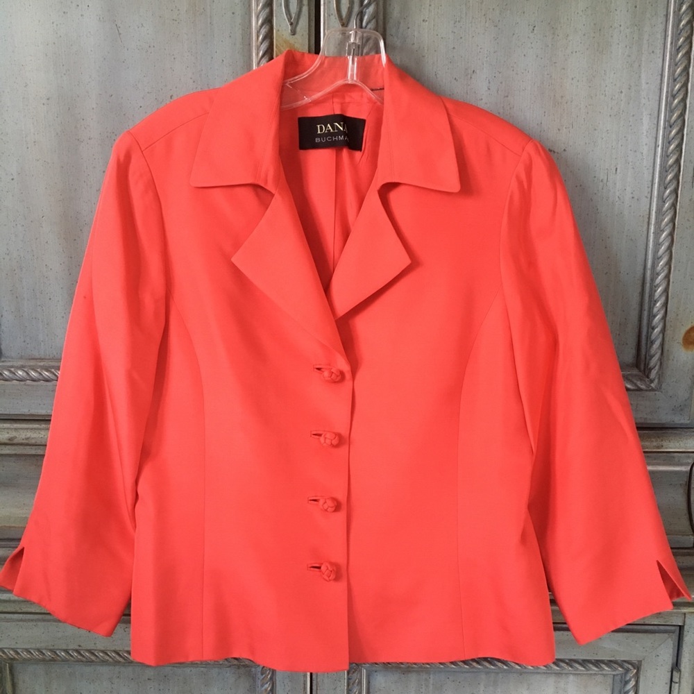 Orange silk jacket/blouse with 3/4 sleeves